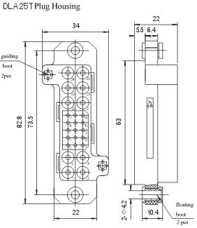 DL25Z/T DLA25Z/T series Connectors Product Outline Dimensions