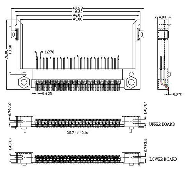 CF card  series Connectors Product Outline Dimensions