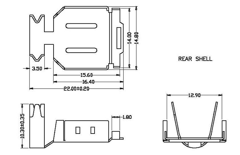 HDMI 19pin male solder  series Connectors Product Outline Dimensions