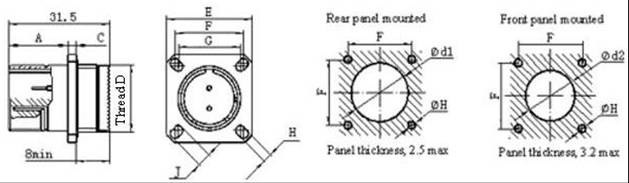 MIL-DTL-38999 series III circular electrical connector with compound material series Connectors Product Outline Dimensions