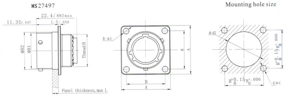 MIL-DTL-38999 SERIES II CIRCULAR ELECTRICAL CONNECTOR series Connectors Product Outline Dimensions