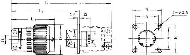 Y2 series Connectors Product Outline Dimensions
