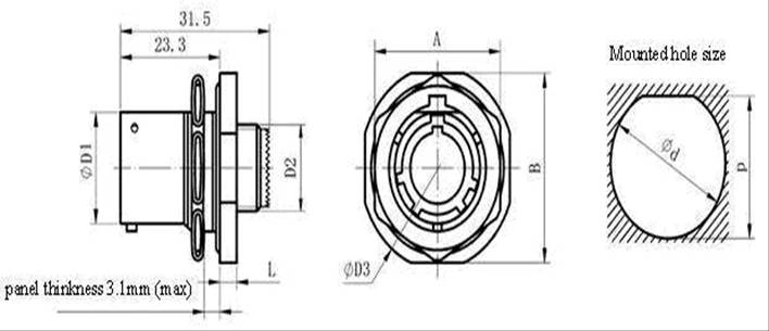 MIL-DTL-38999 SERIESⅠCIRCULAR ELECTRICAL CONNECTOR series Connectors Product Outline Dimensions