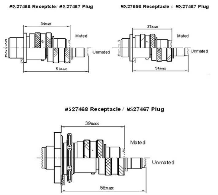 MIL-DTL-38999 SERIESⅠCIRCULAR ELECTRICAL CONNECTOR series Connectors Product Outline Dimensions