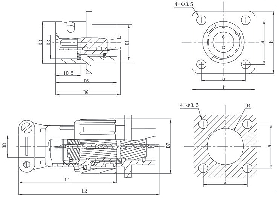 Q18  series Connectors Product Outline Dimensions