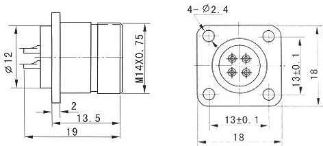 X14  series Connectors Product Outline Dimensions
