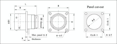 MIL-C-26482II  series Connectors Product Outline Dimensions