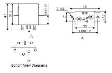 1JB50-1  Ultraminiature and hermetically sealed relays series Relays Product Outline Dimensions