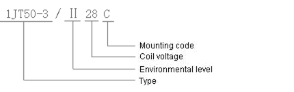 1JB50-3  High power and hermetical relays series Relays how to order