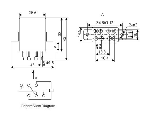 1JT60-1 Magnetism Keep and hermetical relay series Relays Product Outline Dimensions
