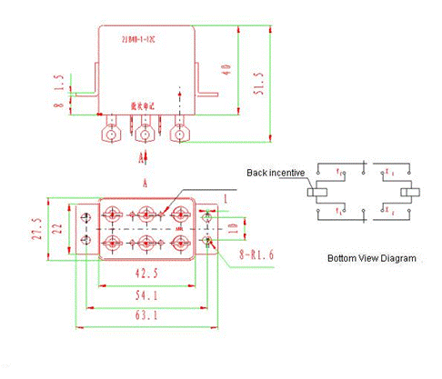2JB40-1  Magnetism Keep and hermetical relay series Relays Product Outline Dimensions