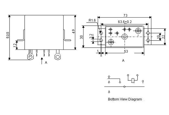 2JGM4-4  Magnetism Keep and hermetical relay series Relays Product Outline Dimensions