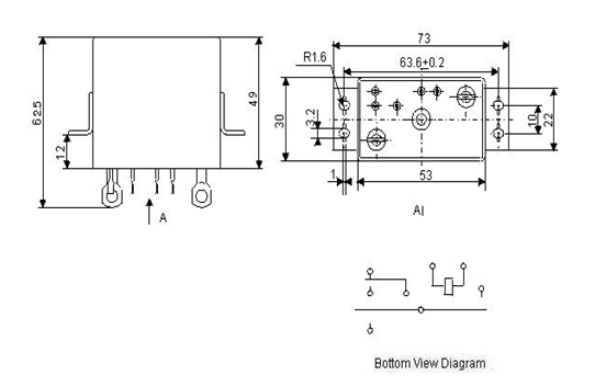 2JGM-4A  Magnetism Keep and hermetical relay series Relays Product Outline Dimensions