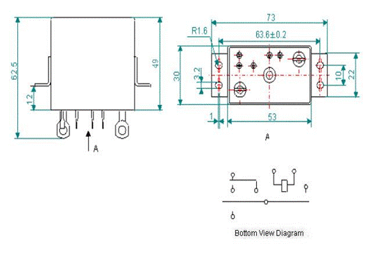 2JGM-5  Magnetism Keep and hermetical relay series Relays Product Outline Dimensions