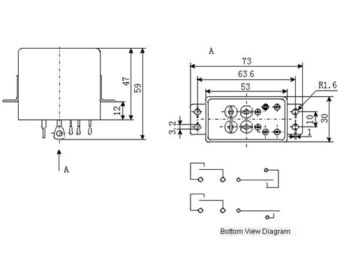 2JT10-1  Ultraminiature and hermetically sealed relays series Relays Product Outline Dimensions