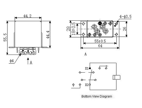 2JT80-1A  Ultraminiature and hermetically sealed relays series Relays Product Outline Dimensions