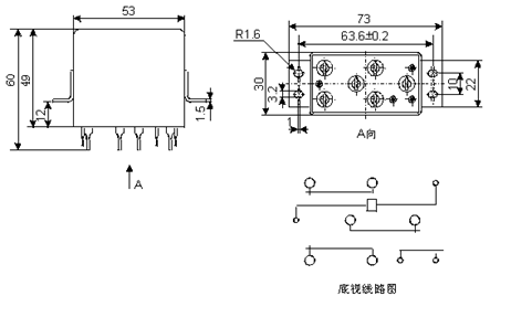 3JGM-2B High power and hermetical relays series Relays Product Outline Dimensions