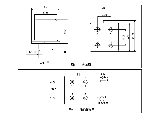 1JG0.5-1-0.5A  Magnetism Keep and hermetical relay series Relays Product Outline Dimensions