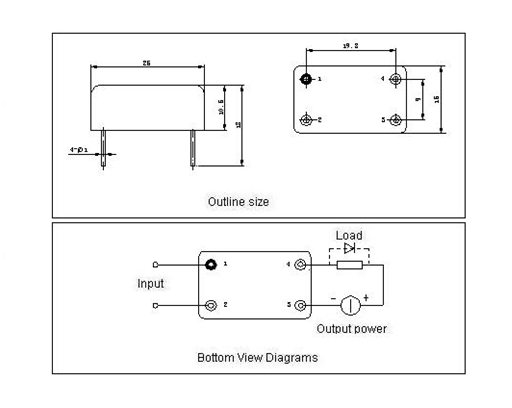 1JG5-1-5A  Magnetism Keep and hermetical relay series Relays Product Outline Dimensions