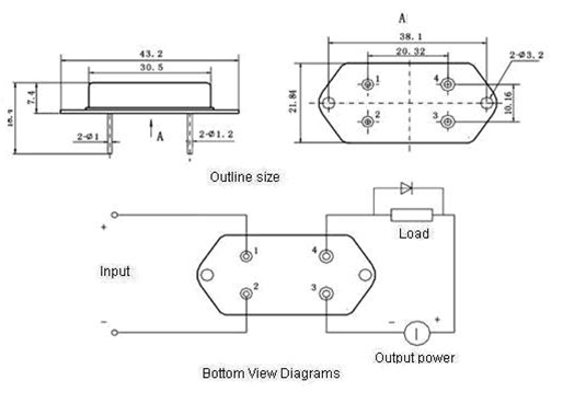 1JG7-1A-7A  Magnetism Keep and hermetical relay series Relays Product Outline Dimensions