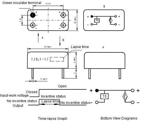 1JS11-1 Time-lapse and hermetical relay series Relays Product Outline Dimensions
