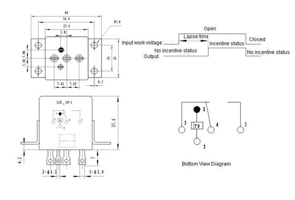 1JS110-1  Time-lapse and hermetical relay series Relays Product Outline Dimensions