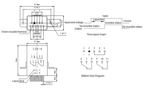 1JS-4  Time-lapse and hermetical relay series Relays Product Outline Dimensions