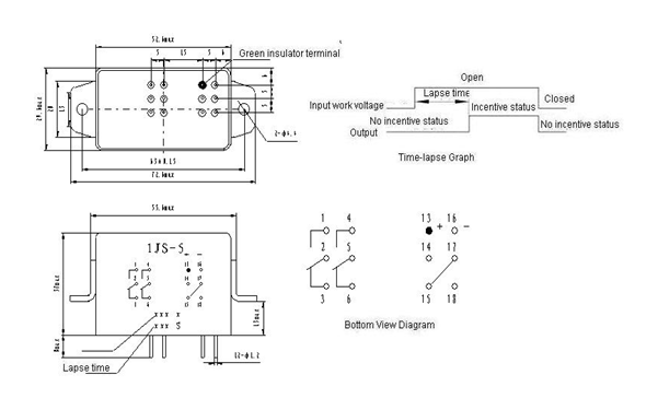 1JS-5  Time-lapse and hermetical relay series Relays Product Outline Dimensions