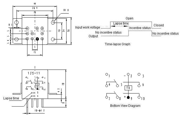 1JS-11  Time-lapse and hermetical relay series Relays Product Outline Dimensions