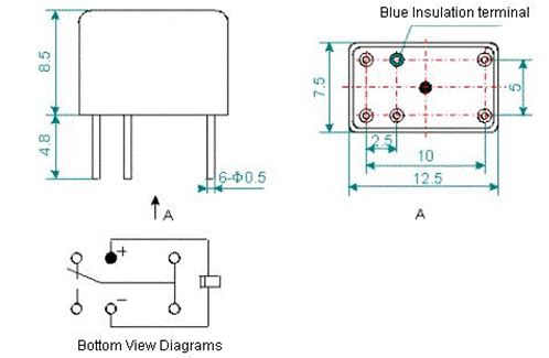 1JL1-1  Subminiature and hermetical Electromagnetism relay series Relays Product Outline Dimensions