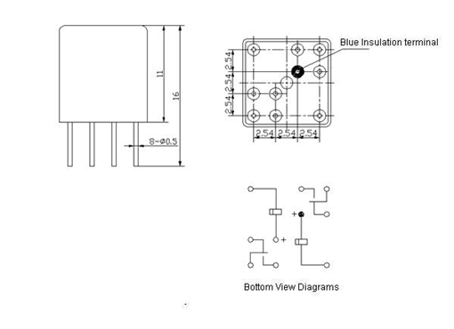 2JB1-1  Subminiature and hermetical Electromagnetism relay series Relays Product Outline Dimensions