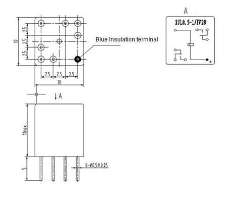 2JB0.5-1  Subminiature and hermetical Electromagnetism relay series Relays Product Outline Dimensions