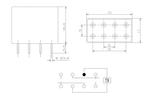 2JSX2-X  Time-lapse and hermetical relay series Relays Product Outline Dimensions