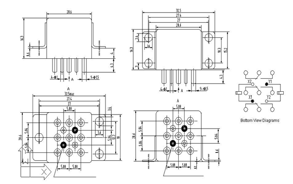 3JB10-1   hermetical Electromagnetism relay series Relays Product Outline Dimensions