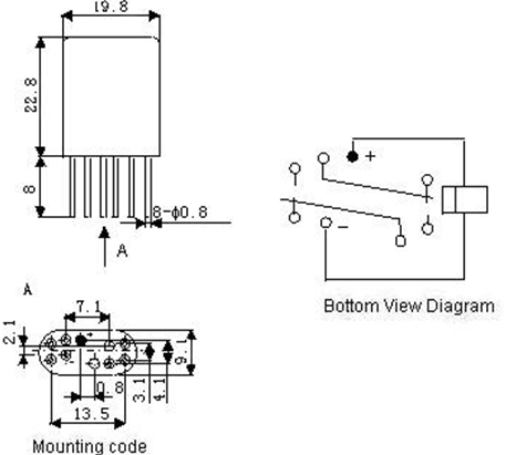 2JL-2 miniature and hermetical Electromagnetism relay series Relays Product Outline Dimensions