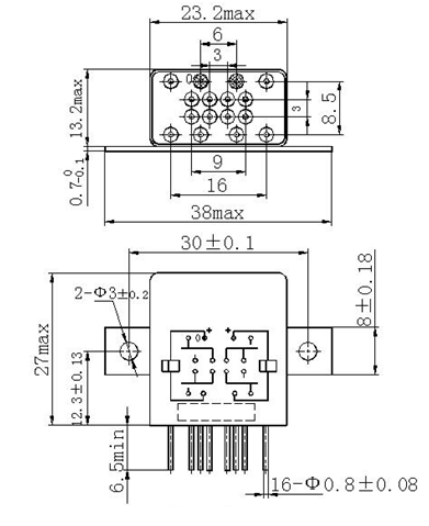 4JRB-4W miniature and hermetical Electromagnetism relay series Relays Product Outline Dimensions