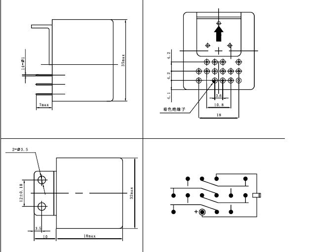 GK-8 hermetical and overload switch  series Relays Product Outline Dimensions