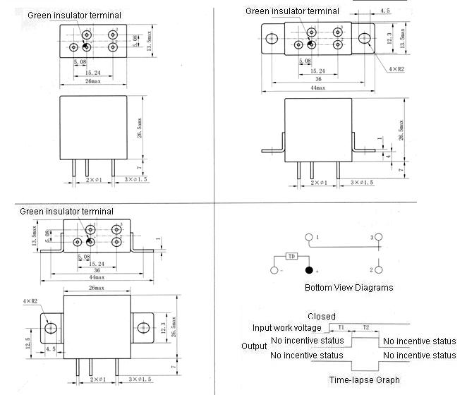 JSB-184MB miniature and hermetical time lag relay  series Relays Product Outline Dimensions