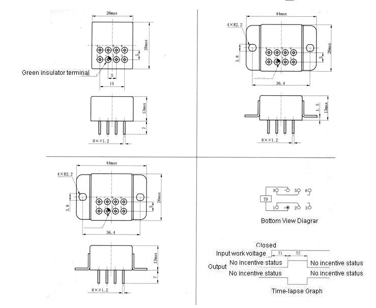 JSB-187M miniature and hermetical time lag relay Relays Product Outline Dimensions