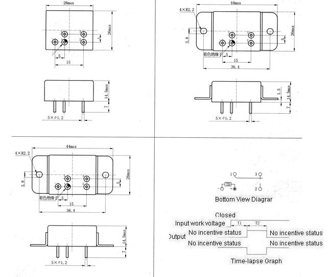 JSB-187MC miniature and hermetical time lag relay  series Relays Product Outline Dimensions