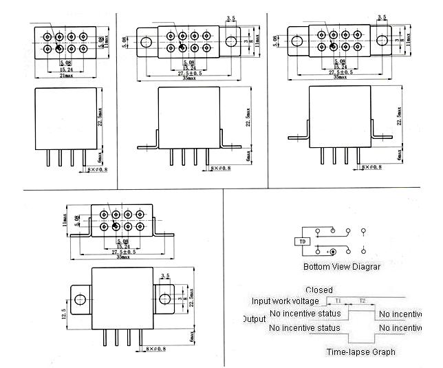 JSB-204M mix and sealed time-delay relay  series Relays Product Outline Dimensions