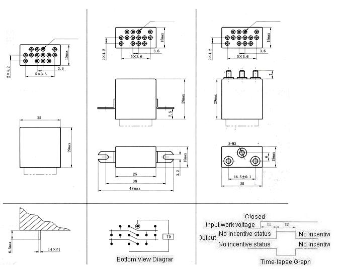 JSB-242M miniature and hermetical time lag relay  series Relays Product Outline Dimensions