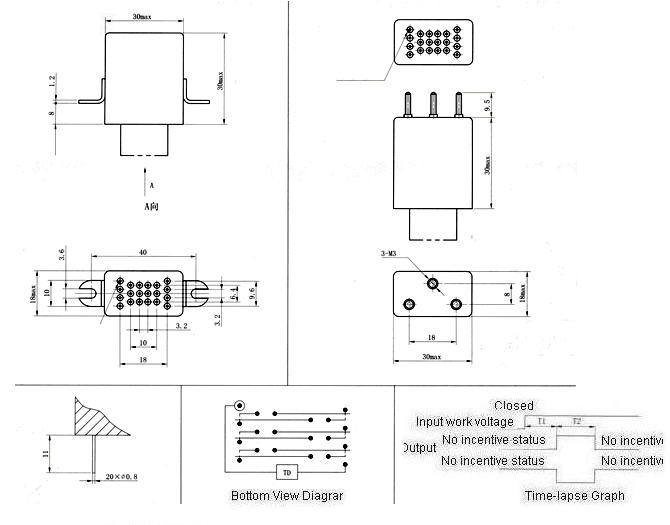 JSB-243M miniature and hermetical time lag relay  series Relays Product Outline Dimensions