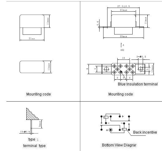 JMC-153M Subminiature and Hermetical Magnetism Keep relay  series Relays Product Outline Dimensions