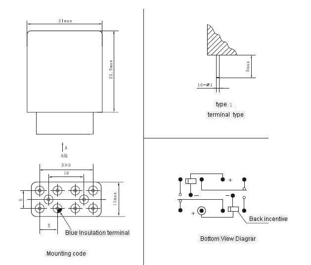 JMC-157M Subminiature and Hermetical Magnetism Keep relay  series Relays Product Outline Dimensions