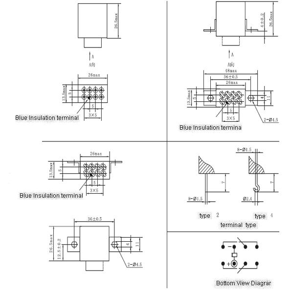 JQX-106M Miniature and Hermetical Power Relay  series Relays Product Outline Dimensions