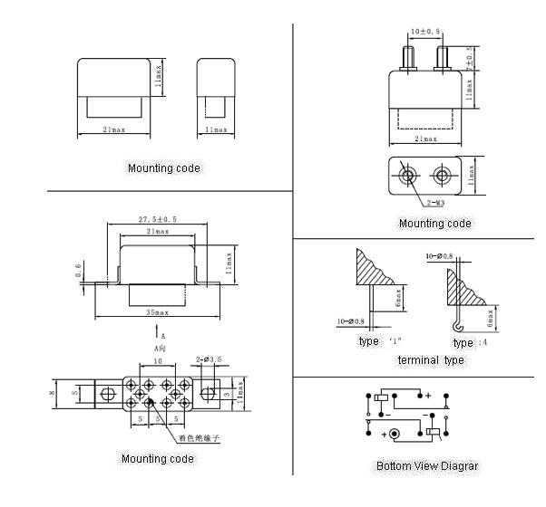 KJMC-022MMiniature and Hermetical Electromagnetism Power Relay with Reliable Index  series Relays Product Outline Dimensions