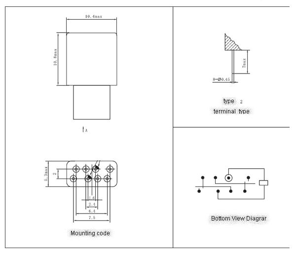 KJRC-089M Subminiature and Hermetical Electromagnetism Power Relay with Reliable Index   series Relays Product Outline Dimensions