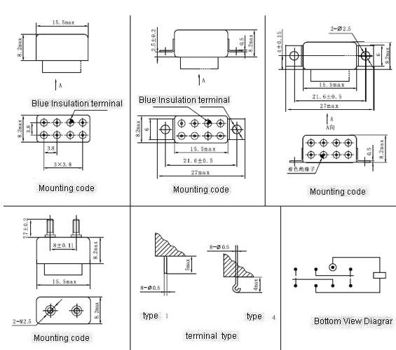 KJZC-064M  Subminiature and Hermetical Electromagnetism Power Relay with Reliable Index  series Relays Product Outline Dimensions