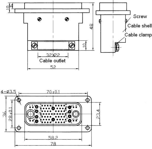 JF6 Separation Electrical Connector series Connectors Product Outline Dimensions